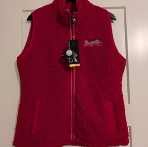 Women's Antigua Red Atlanta Braves Sherpa Vest Size L